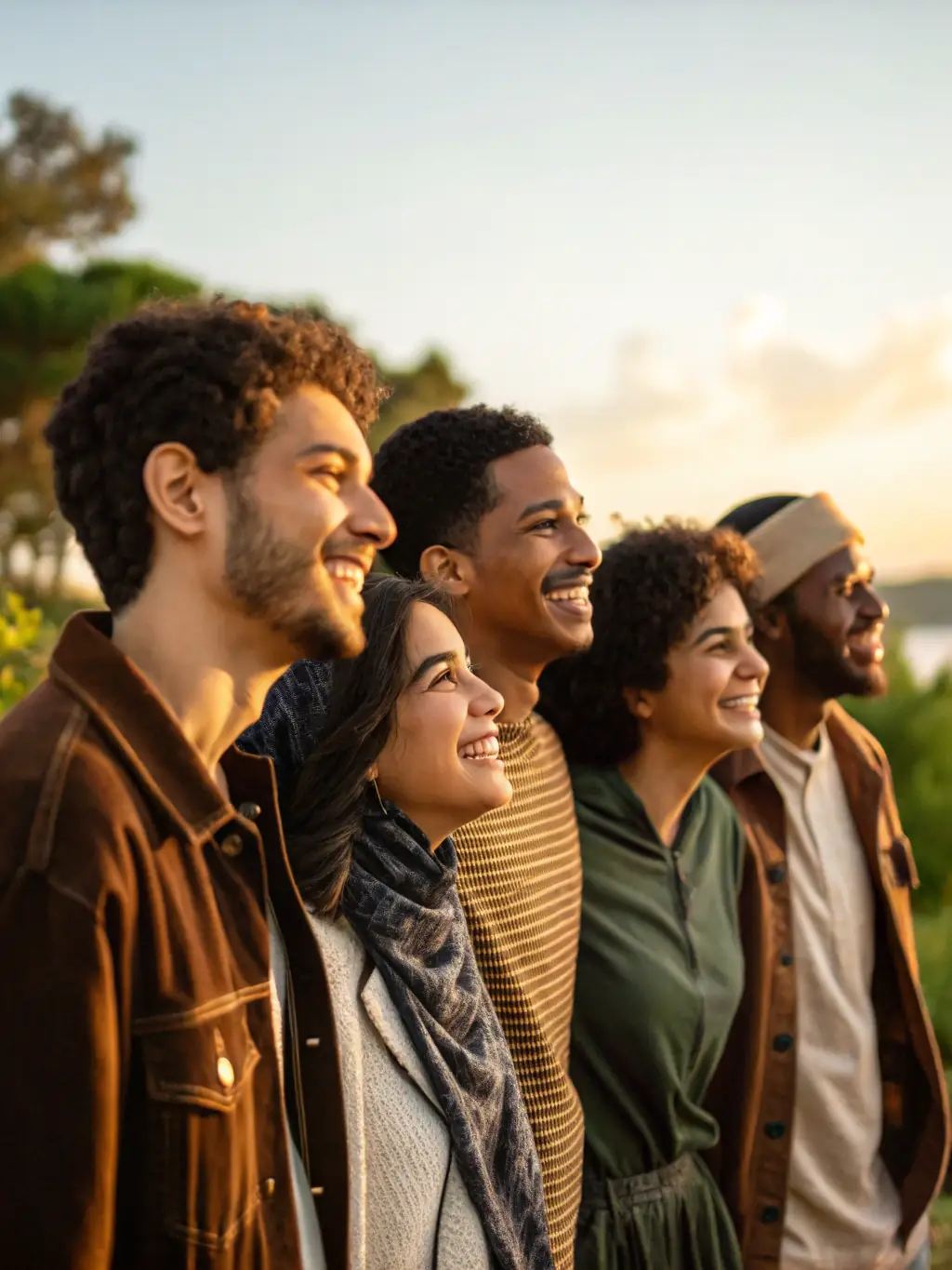 A harmonious image of a diverse group of people connected through animal symbolism, representing community and shared values.